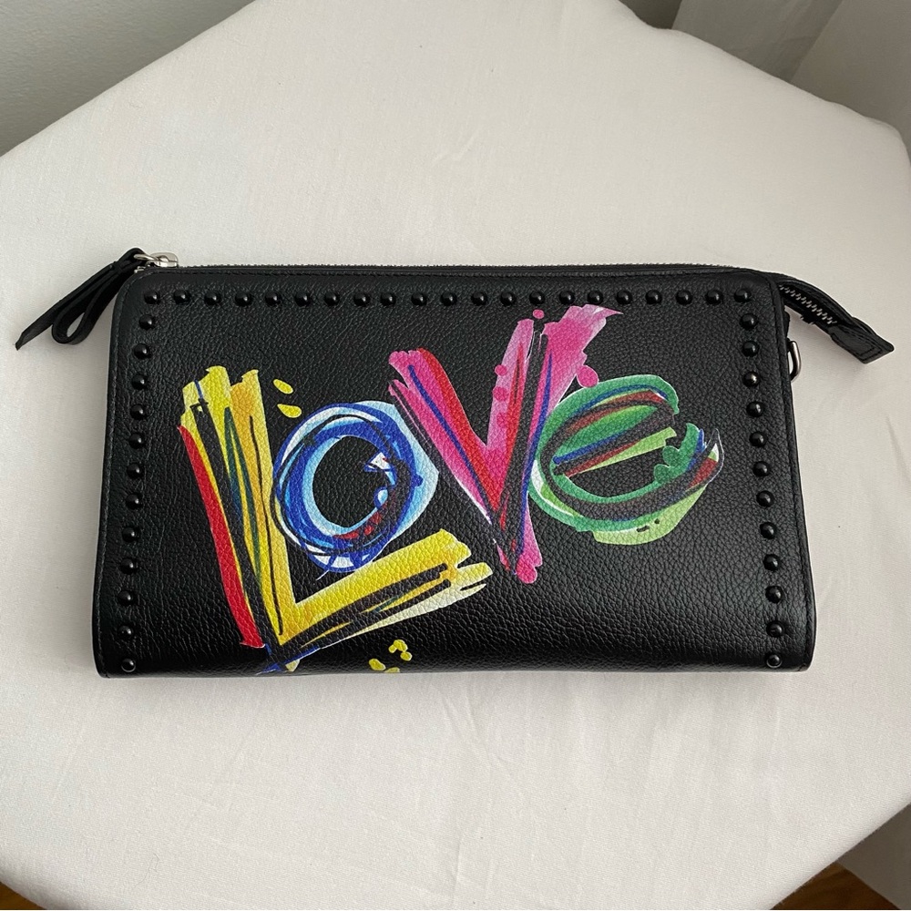 Small black genuine leather Brighton crossbody handbag